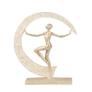 Polyresin 13.5" Dancing Figurine, White / Gold - ReeceFurniture.com