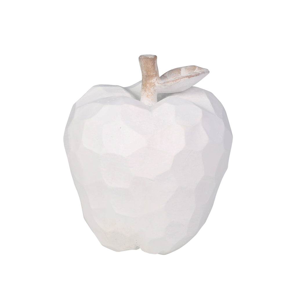 Polyresin 6.75" Apple, White - ReeceFurniture.com