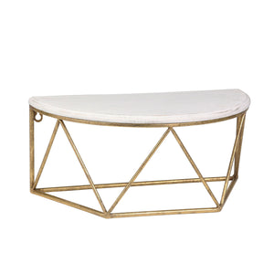 Wood / Metal 16" L Demilune Wall Shelf, White - ReeceFurniture.com