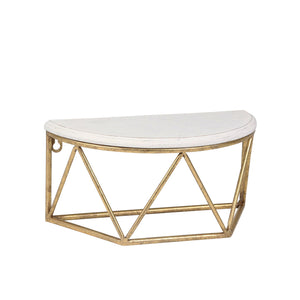Wood / Metal 12" L Demilune Wall Shelf, White - ReeceFurniture.com
