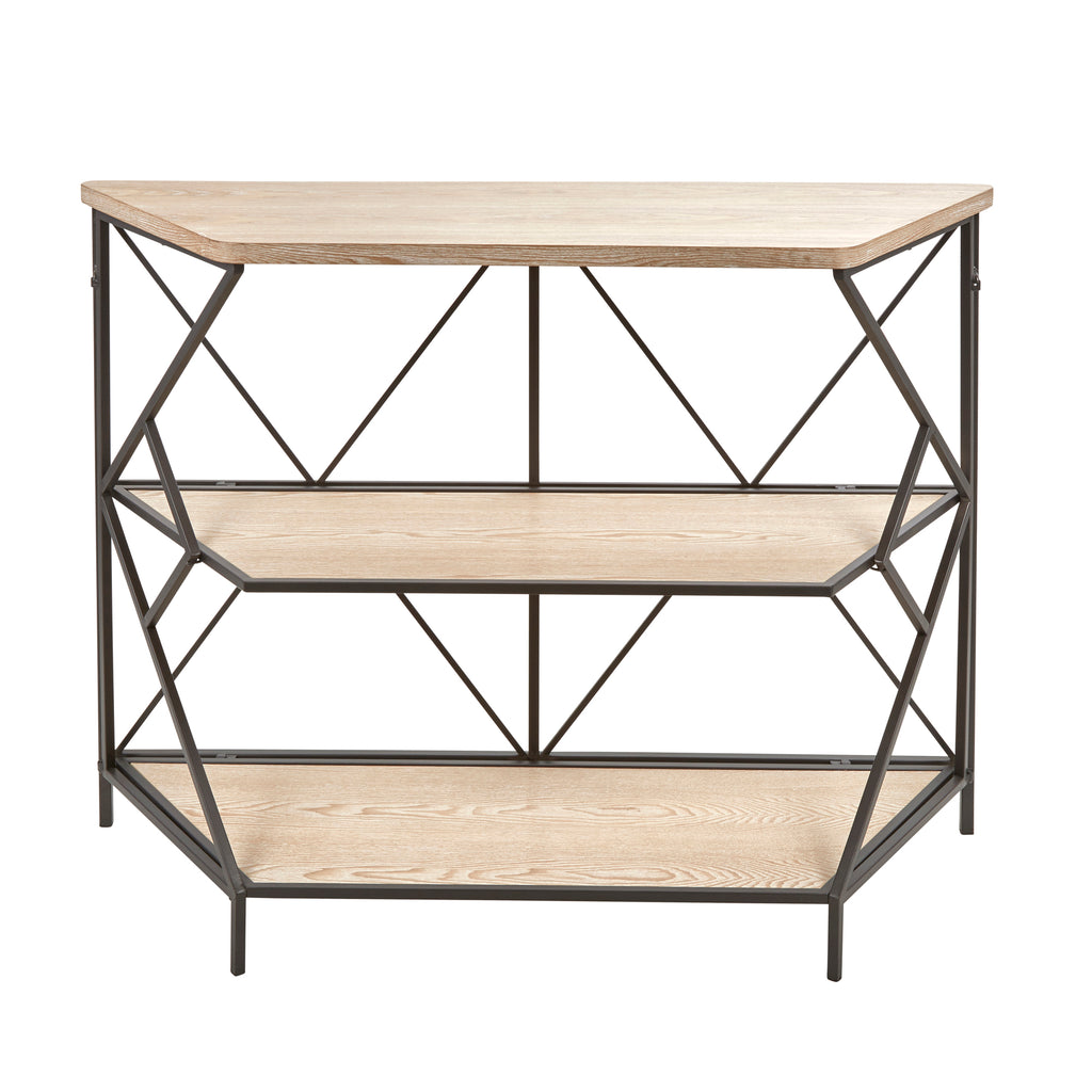 Wood / Metal 44" 3 Tiered Shelf Unit, Brown - ReeceFurniture.com