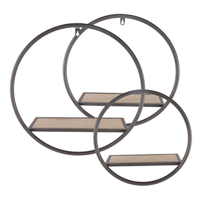 S/3 Metal 16 / 14/ 12" Wall Shelves, Black - ReeceFurniture.com