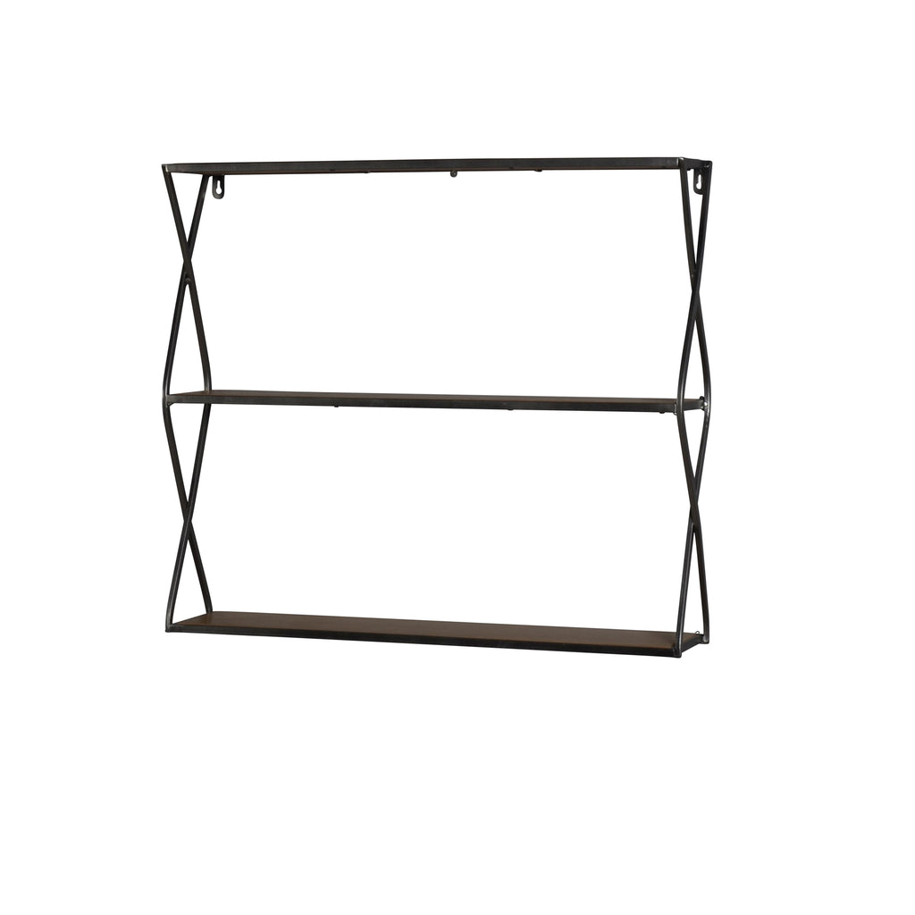 Metal / Wood 25" 3 Tier Wall Shelf, Brown - ReeceFurniture.com