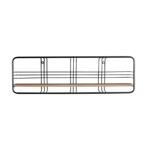 Metal / Wood 30" Wall Shelf, Black - ReeceFurniture.com