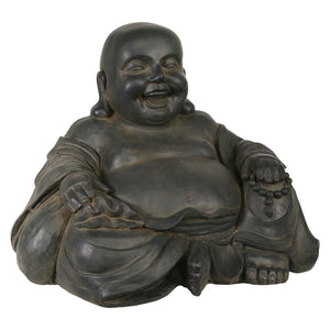 Resin 23" Happy Buddha, Gray - ReeceFurniture.com
