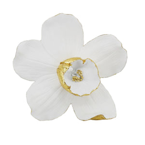 Resin 9" Orchid Wall Hanger, White/Gold - ReeceFurniture.com