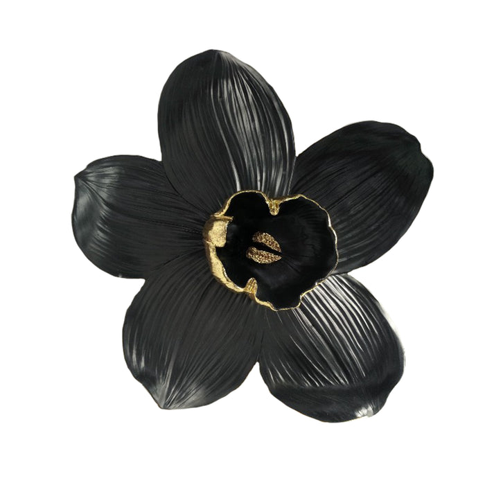 Resin 18" Orchid Wall Hanger,Black/Gold