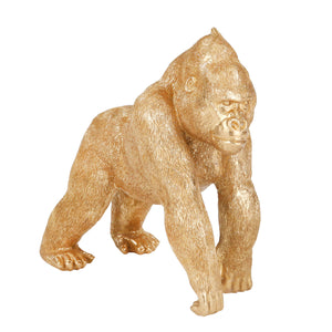 Polyresin 10" Gorilla, Gold - ReeceFurniture.com