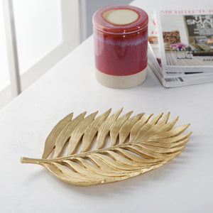 Polyresin 12" Palm Leaf Decoration, Gold - ReeceFurniture.com