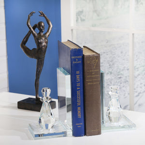 S/2 Crystal Chess Piece Bookends, Clear - ReeceFurniture.com
