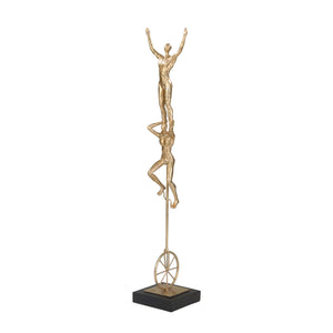 Resin 26" Unicycle Acrobats,Gold - ReeceFurniture.com
