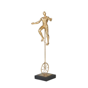 Resin 20" Unicycle Acrobat,Gold - ReeceFurniture.com