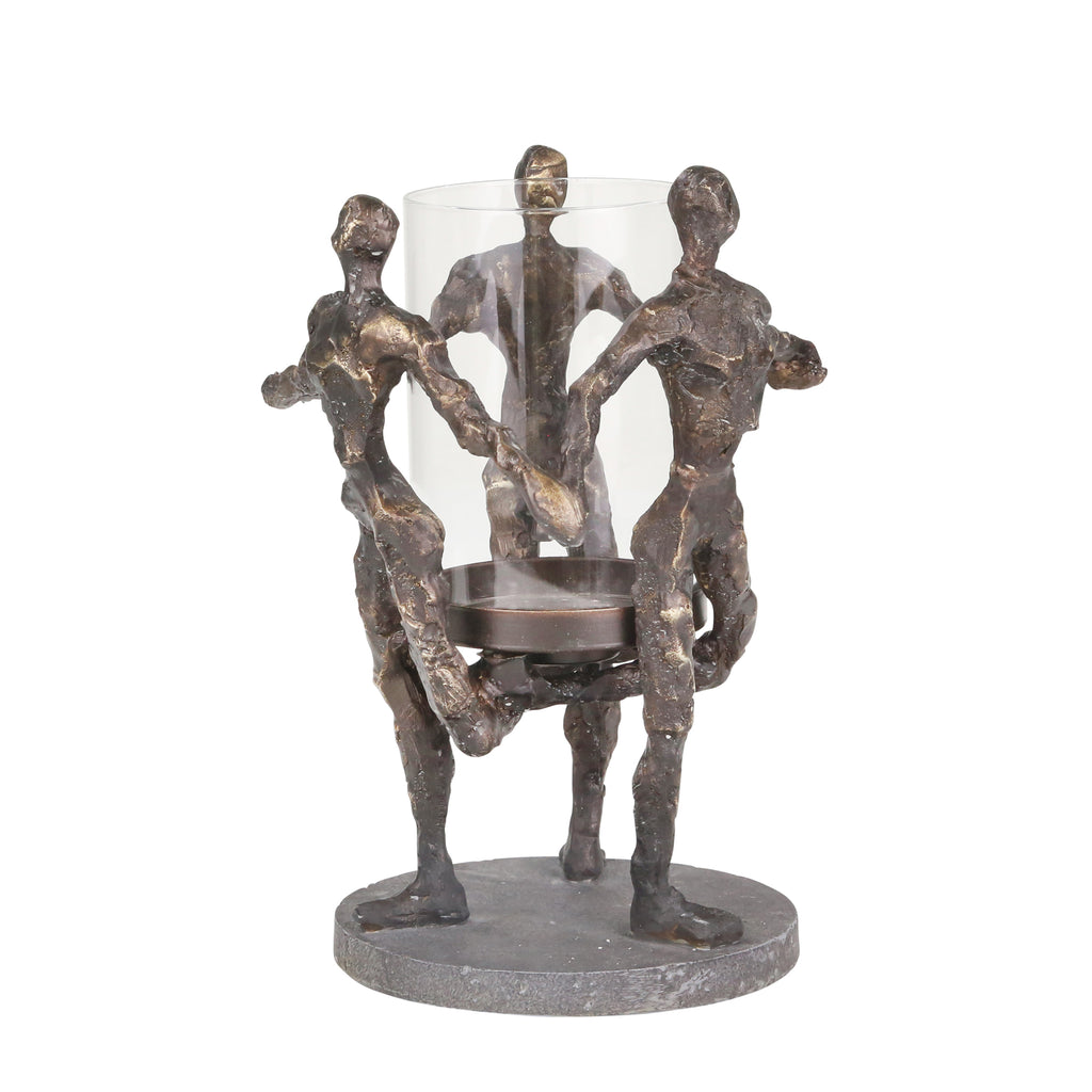 Resin/Glass 11" 3 Figure Hurricane, Bronze - ReeceFurniture.com