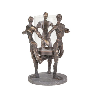 Resin/Glass 11" 3 Figure Hurricane, Bronze - ReeceFurniture.com