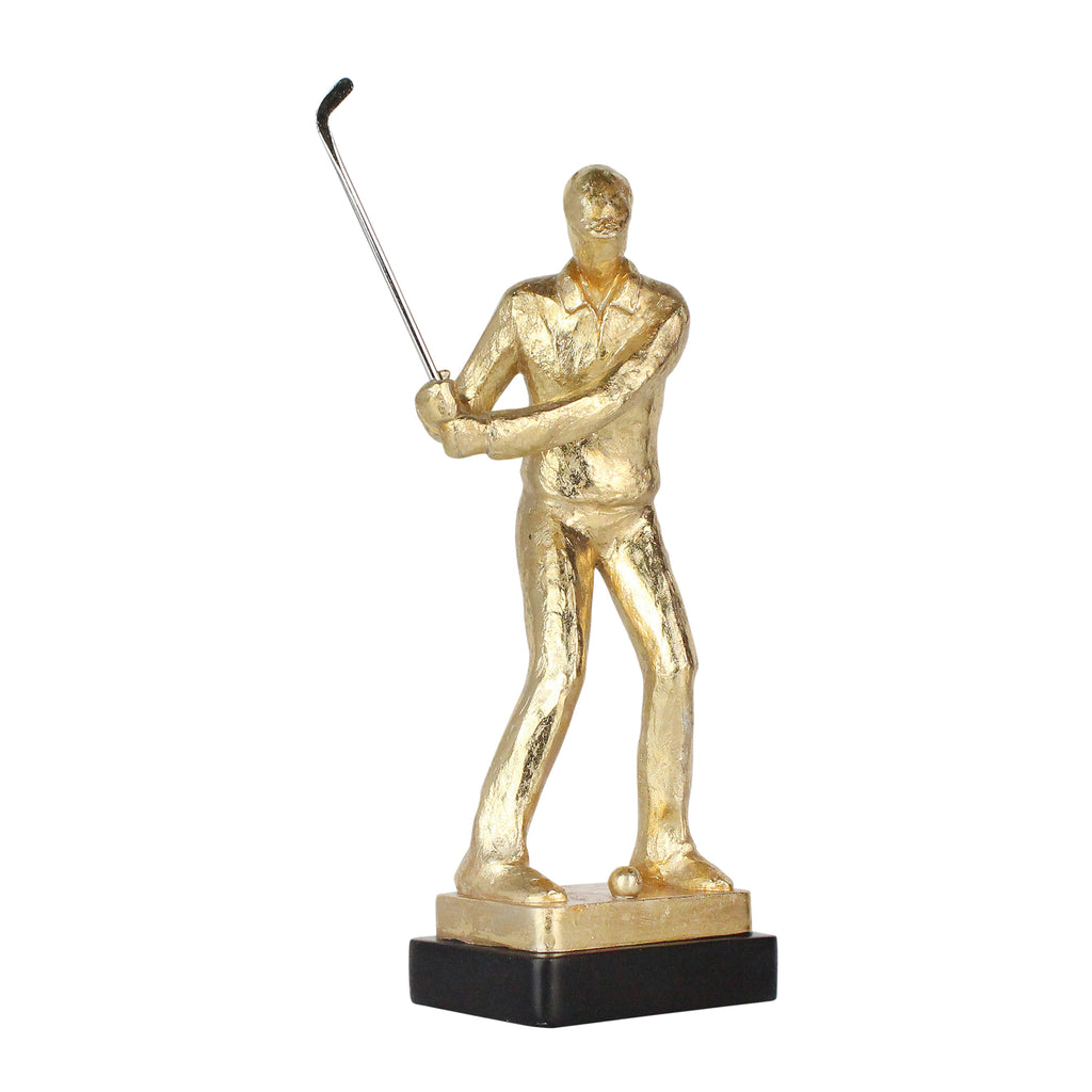 Resin 13" Golf Figurine, Gold - ReeceFurniture.com