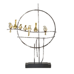 Resin 19" Birds On Metal Stand, Black - ReeceFurniture.com