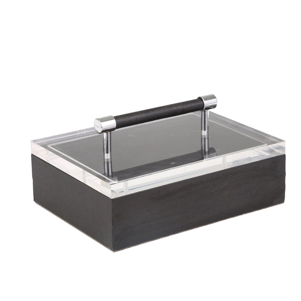 Acrylic Top 10" Storage Box, Black - ReeceFurniture.com