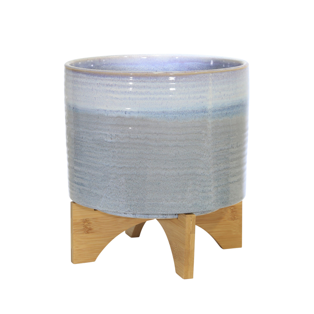 Ceramic 12" Planter On Stand,Blue Fade - ReeceFurniture.com