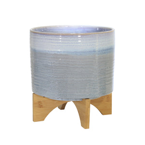 Ceramic 12" Planter On Stand,Blue Fade - ReeceFurniture.com