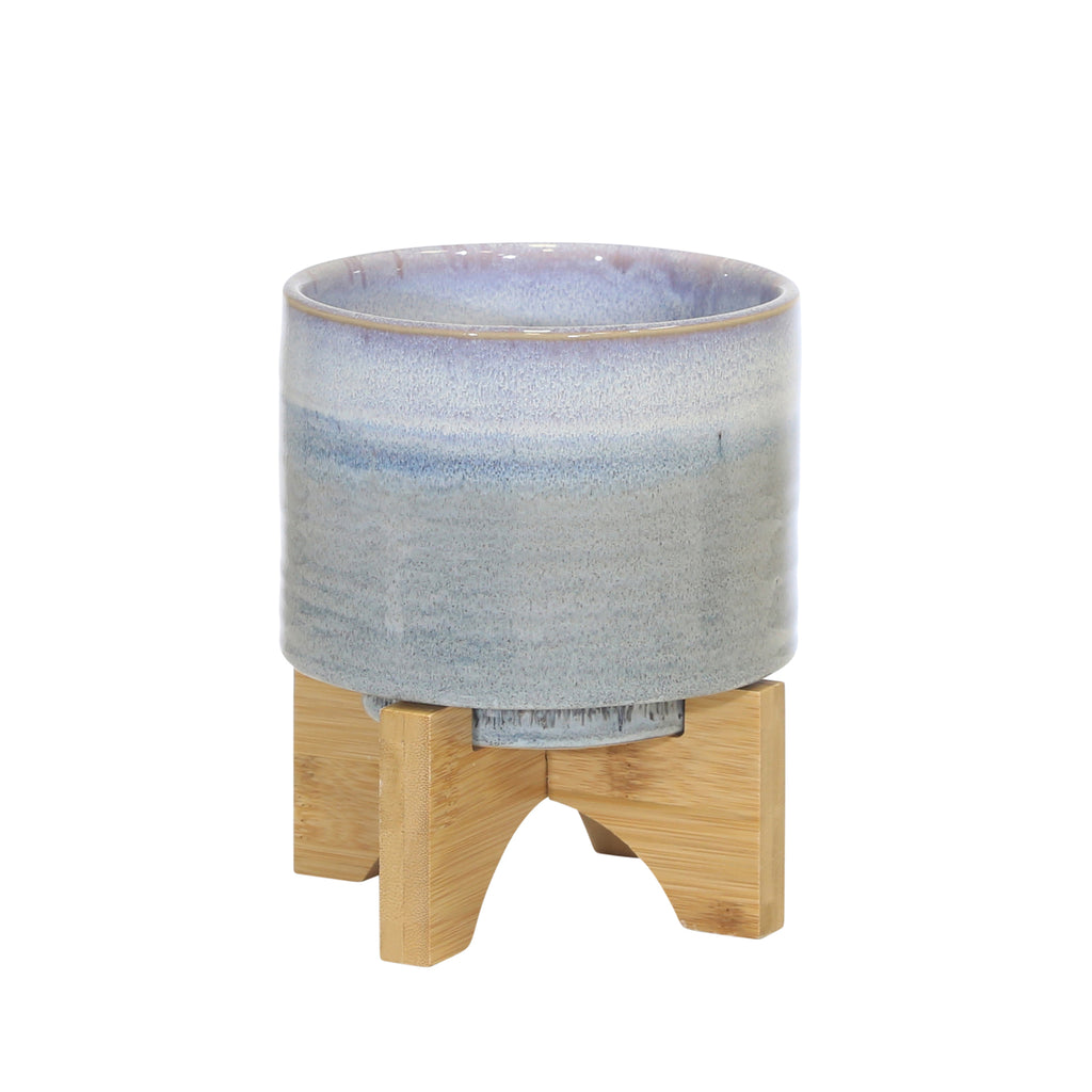 Ceramic 7" Planter On Stand, Blue Fade - ReeceFurniture.com