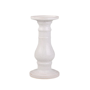 Ceramic 18" Candle Holder, White Speckle - ReeceFurniture.com