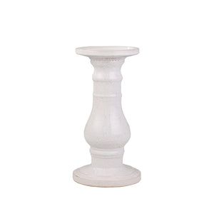 Ceramic 15" Candle Holder, White Speckle - ReeceFurniture.com