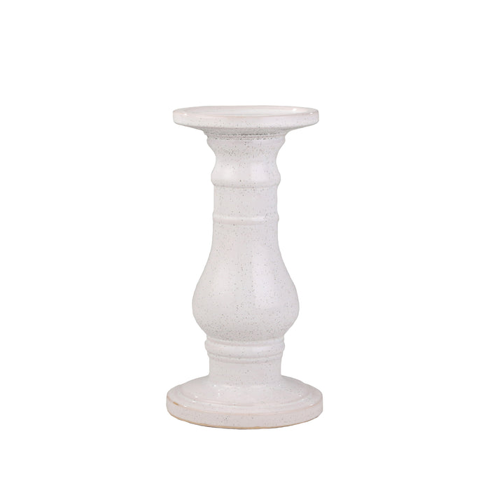 Ceramic 15" Candle Holder, White Speckle