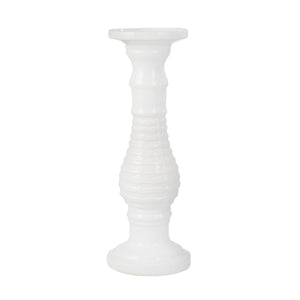 Ceramic 18" Candle Holder, White Stripe - ReeceFurniture.com