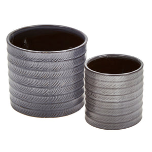 S/2 Ceramic 7/5" Planters, Black - ReeceFurniture.com