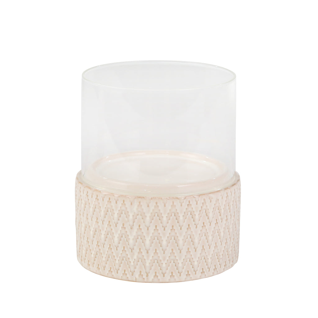Ceramic /Glass 10" Pillar Holder, Chevron - ReeceFurniture.com