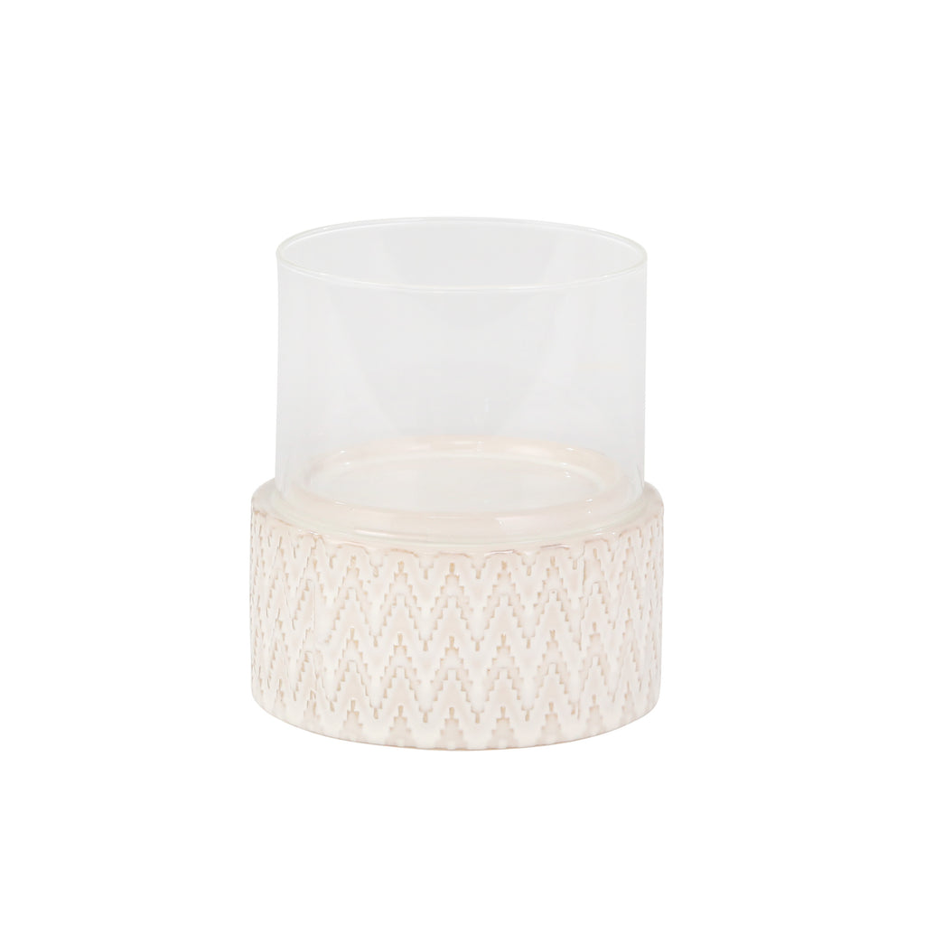 Ceramic /Glass 8" Pillar Holder, Chevron - ReeceFurniture.com