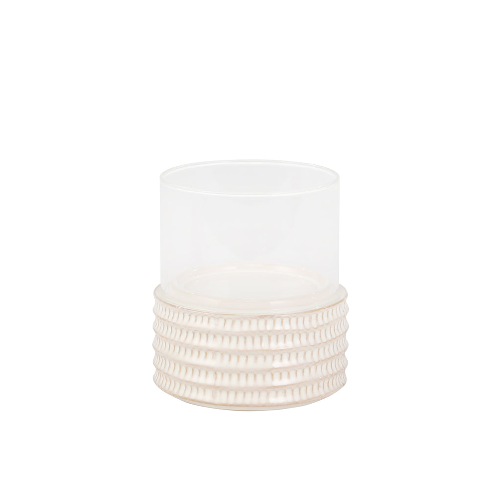 Ceramic /Glass 8" Pillar Holder, Stripe - ReeceFurniture.com