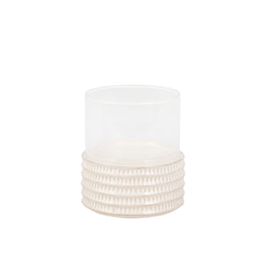 Ceramic /Glass 8" Pillar Holder, Stripe - ReeceFurniture.com