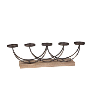 Metal/Wood 11" 5-Arm Candelabra - ReeceFurniture.com