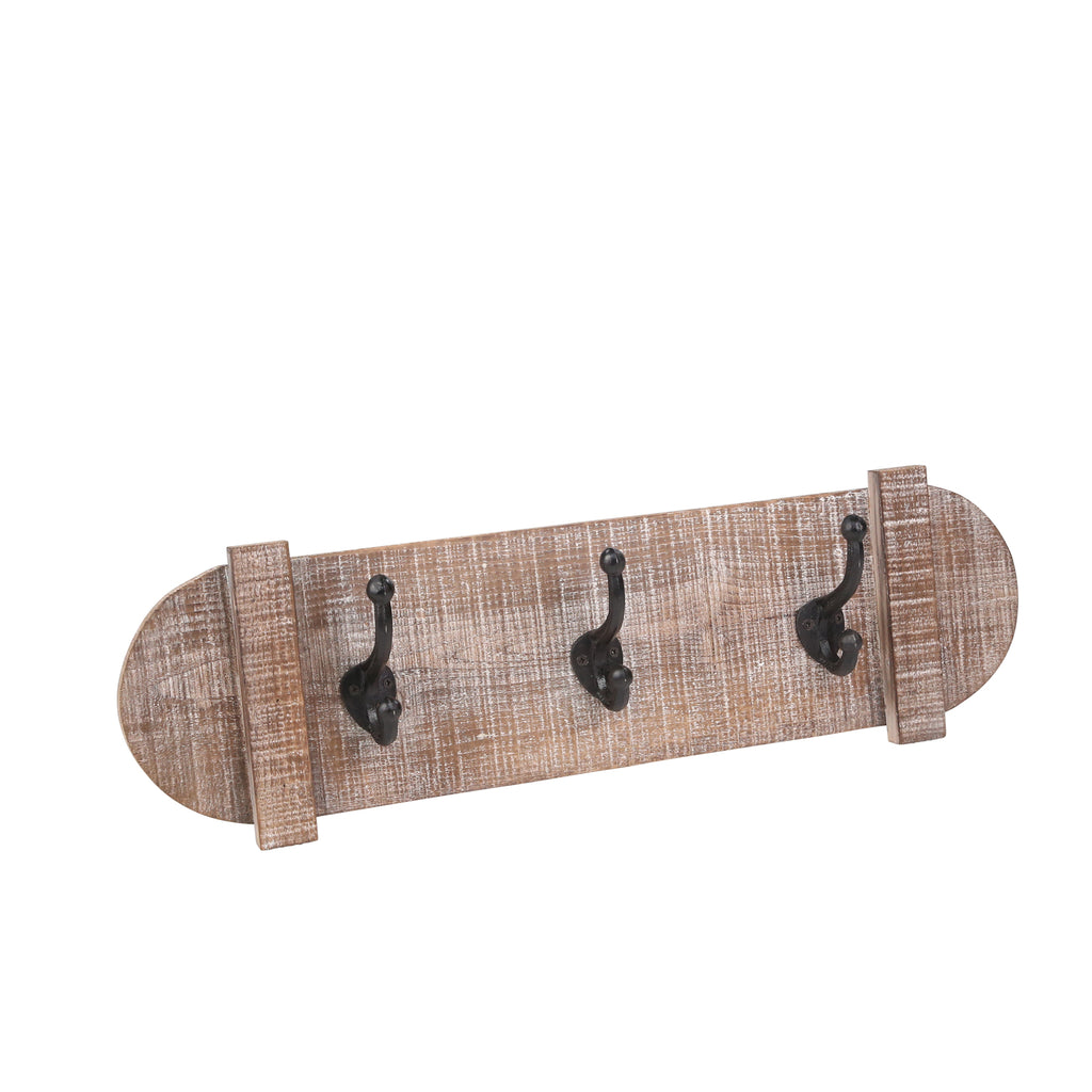 Wooden 3 Hook Wall Hanger - ReeceFurniture.com