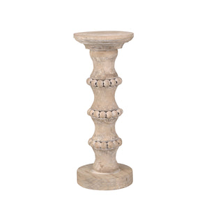 Wooden 13" Banded Bead Candle Holder - ReeceFurniture.com