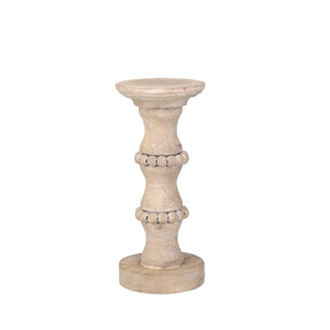 Wooden 11" Banded Bead Candle Holder - ReeceFurniture.com