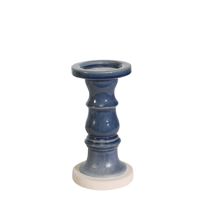 Ceramic 10" Candle Holder, Blue Fade Matt