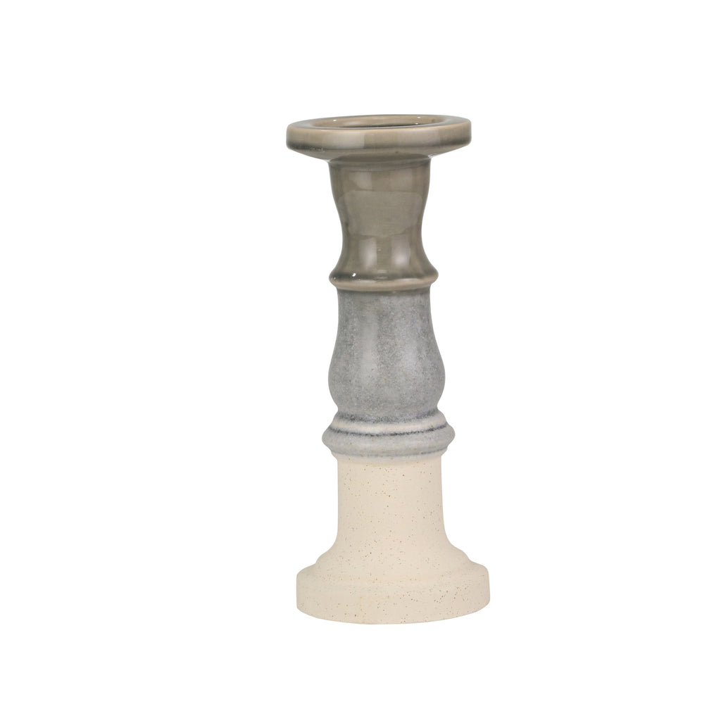 Ceramic 13" Candle Holder, Gray Fade Matt - ReeceFurniture.com