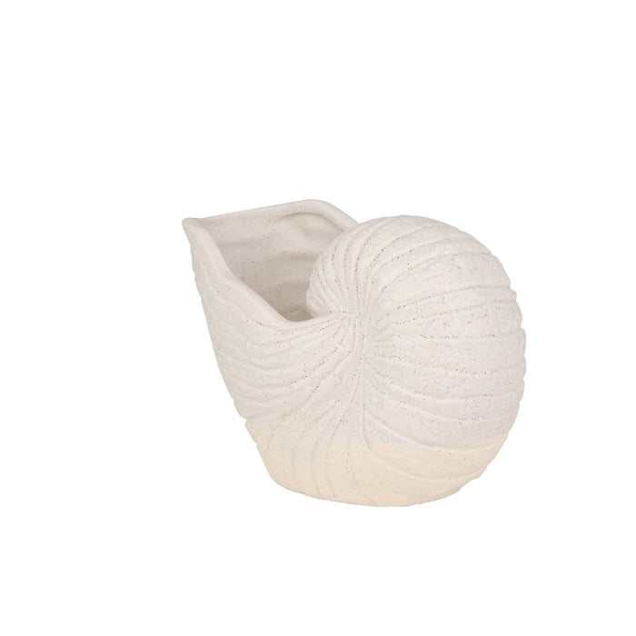 Ceramic 11.25" Seashell Planter, Matte Beige