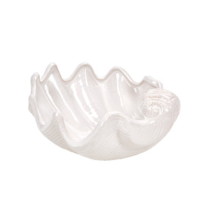 Ceramic 11.5" Seashell Planter, White - ReeceFurniture.com