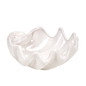 Ceramic 11.5" Seashell Planter, White - ReeceFurniture.com