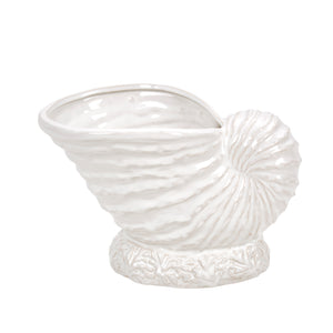 Ceramic 14" Seashell Planter,White - ReeceFurniture.com