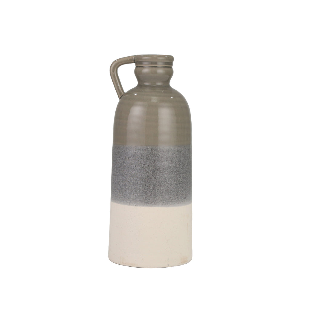 Ceramic 19.5" Decorative Bottle, Gray / Ivory - ReeceFurniture.com