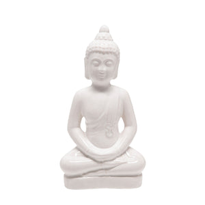 Ceramic 17.75" Buddha Figurine, White - ReeceFurniture.com