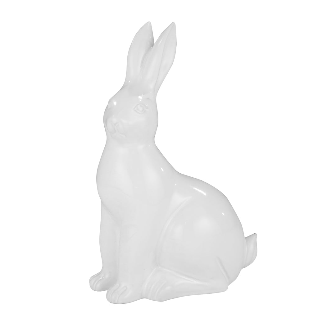 Ceramic 15" Rabbit, White - ReeceFurniture.com