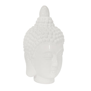 Ceramic 10" Buddha Head, White - ReeceFurniture.com
