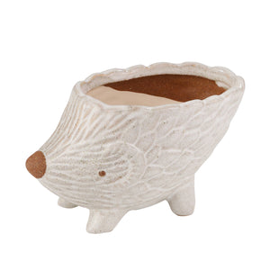 Ceramic 7" Hedgehog Planter, White - ReeceFurniture.com