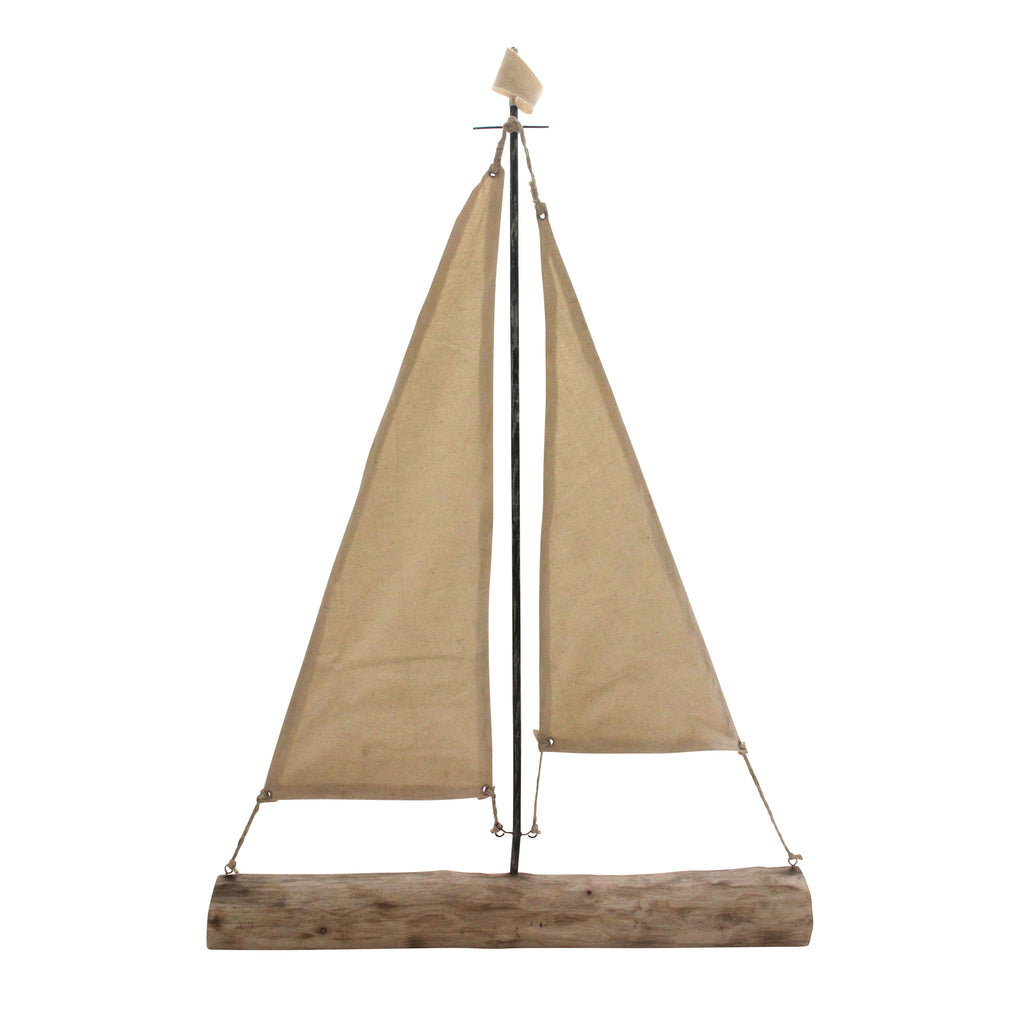Mango Wood Sailboat 32", Beige - ReeceFurniture.com