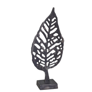 Aluminum Leaf On Stand, 18" Black Antique - ReeceFurniture.com